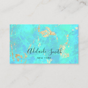 Tarjeta De Visita FAUX iridescente verde azul inspirado en el opal