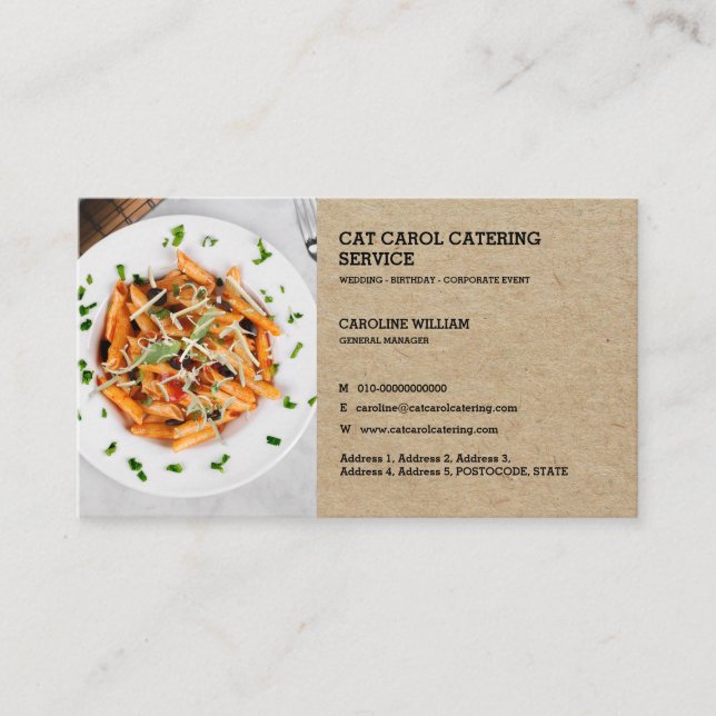 Tarjeta De Visita Faux Kraft Personalizado Comida formal Restauració (Anverso)