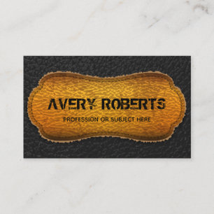 Tarjeta De Visita Faux Leather amarillo negro Elegante geométrico