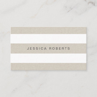 Tarjeta De Visita Faux Linen Elegant Stripes Pattern Profesional