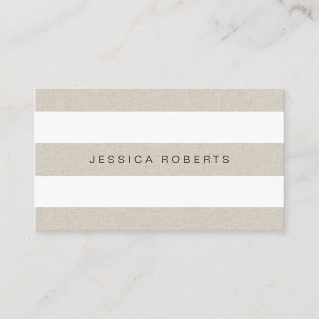 Tarjeta De Visita Faux Linen Elegant Stripes Pattern Profesional (Anverso)