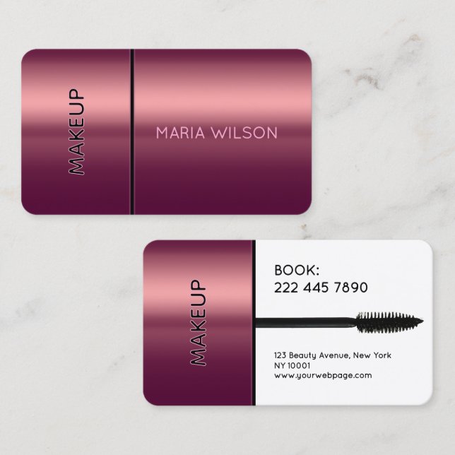 Tarjeta De Visita Faux mascara brush makeup Business Card (Anverso / Reverso)
