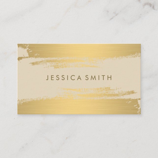 Tarjeta De Visita Faux Metallic Gold Brushed (Anverso)