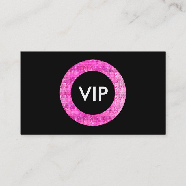 Tarjeta De Visita Faux Pink and Black Sequin Salón de belleza VIP (Anverso)