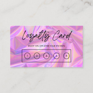 Tarjeta De Visita Faux Pink Holographic Personalizado Loyalty Card