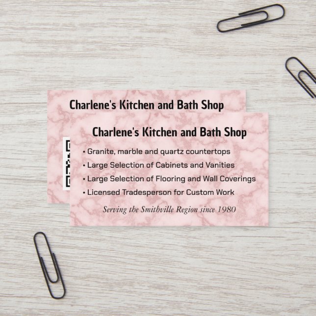 Tarjeta De Visita Faux Pink Marble (Anverso/Reverso In Situ)