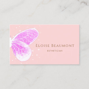 Tarjeta De Visita Faux Pink Purpurina Butterfly Business Card