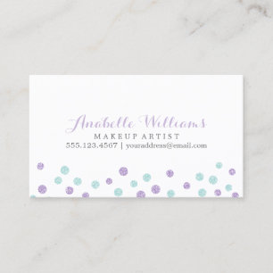 Tarjeta De Visita Faux Purple and Mint Purpurina Confetti Dots