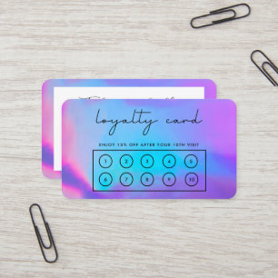 Tarjeta De Visita Faux Purple Holographic Personalizado Loyalty Card