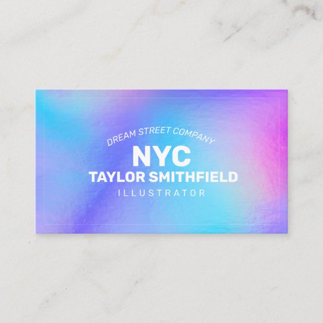 Tarjeta De Visita Faux Rainbow Holographic Business Card (Anverso)