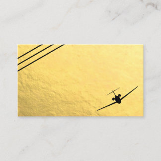 Tarjeta De Visita Faux Relieve metalizado dorado Black Jet Aviation 