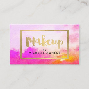 Tarjeta De Visita Faux Relieve metalizado dorado Makeup Textos sobre