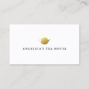 Tarjeta De Visita Faux Relieve metalizado dorado Teapot