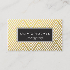 Tarjeta De Visita Faux Relieve metalizado Gold Chevron Pattern Busin