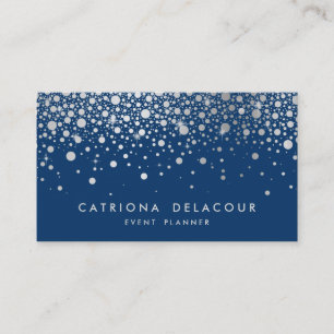 Tarjeta De Visita Faux Relieve metalizado plateado Confetti   Tarjet