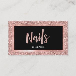Tarjeta De Visita Faux Rosa Gold Purpurina look and Black  Niñas