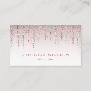 Tarjeta De Visita Faux Rosa Gold Purpurina String Curtain Luxury