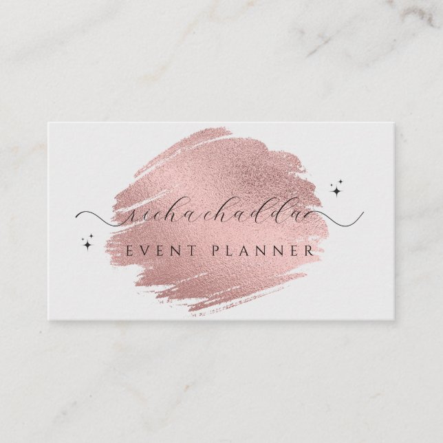 Tarjeta De Visita Faux Rosa Gold sobre el cepillo de Moda gris suave (Anverso)