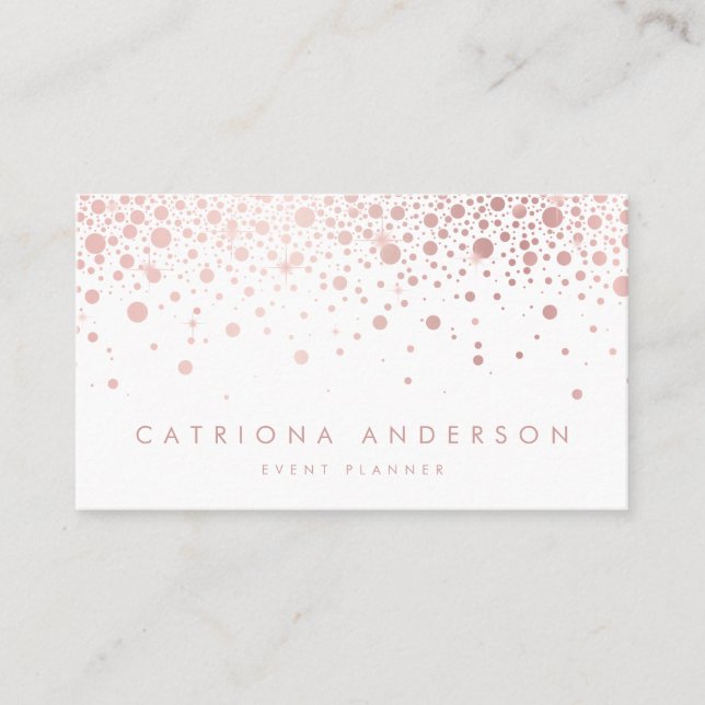 Tarjeta De Visita Faux Rosa Relieve metalizado dorado Confetti tarje (Anverso)
