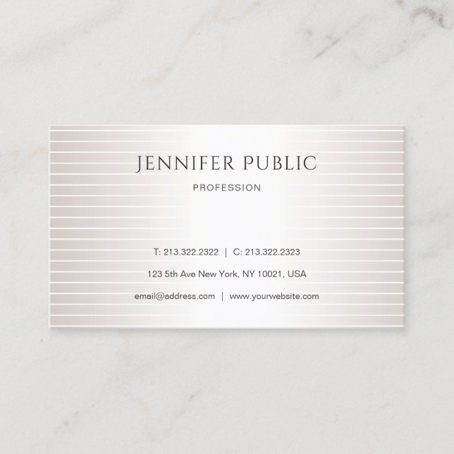 Tarjeta De Visita Faux Silver brillante diseño elegante estilo moder (Anverso)