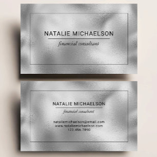 Tarjeta De Visita Faux Silver Foil Profesional Borde Negro