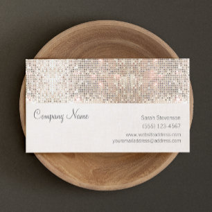 Tarjeta De Visita Faux Silver Sequins Fun Trendy