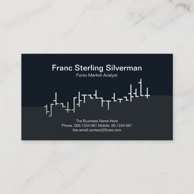 Tarjeta De Visita Faux Silver Stock Exchange Graph Futures Trading (Anverso)