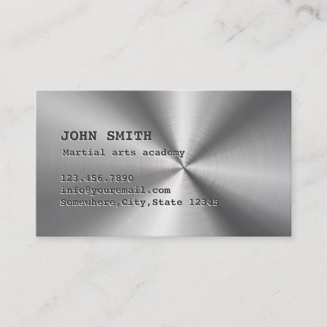 Tarjeta De Visita Faux Stainless Steel Martial Arts (Anverso)