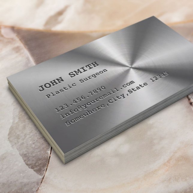 Tarjeta De Visita Faux Stainless Steel Plastic Surgeon Business Card (Subido por el creador)