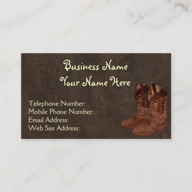 Tarjeta De Visita Faux Tooled Leather Wrangler estilo VI (Anverso)
