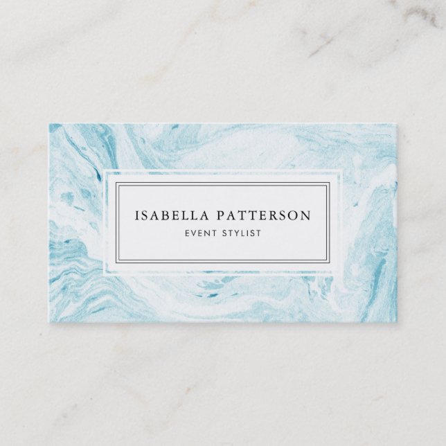 Tarjeta De Visita Faux White and Blue Marble Modern Business Card (Anverso)