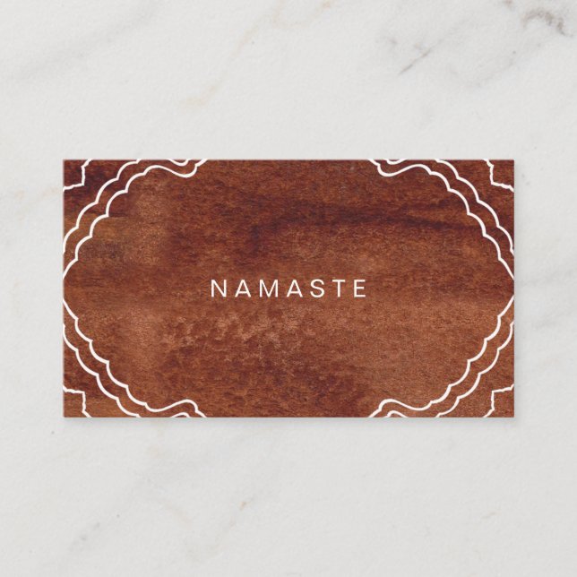 Tarjeta De Visita Faux Wood Grain Guay Yoga Teacher (Anverso)