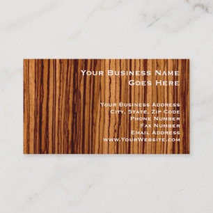Tarjeta De Visita Faux Zebrawood Estilo Madera Ejecutivo