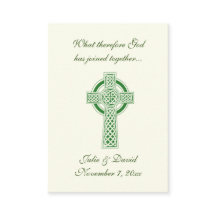 Favor de boda católica Cruz celta verde irlandesa