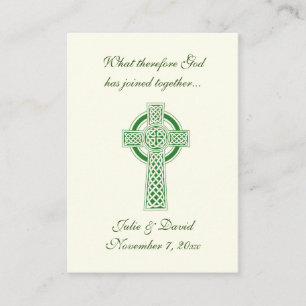 Tarjeta De Visita Favor de boda católica Cruz celta verde irlandesa