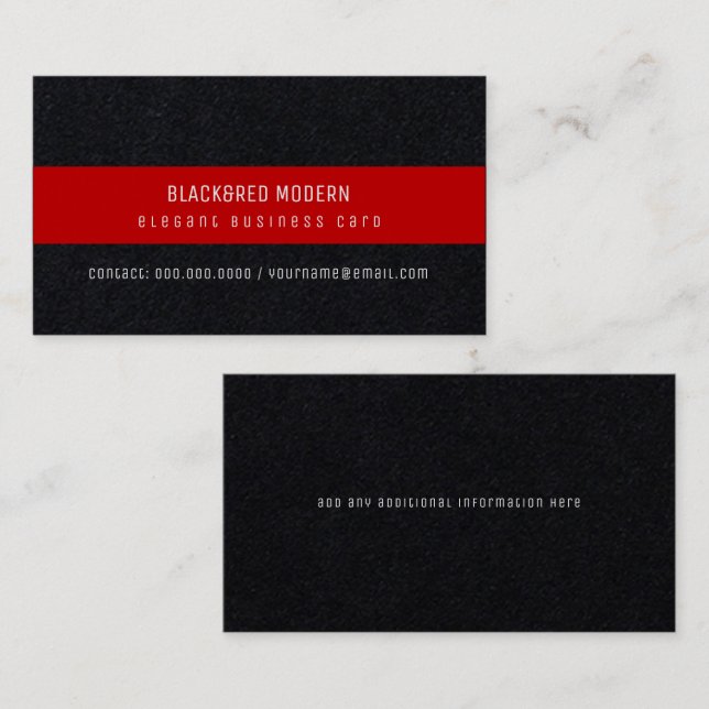 Tarjeta De Visita favorable elegante moderno black&red de la raya (Anverso / Reverso)