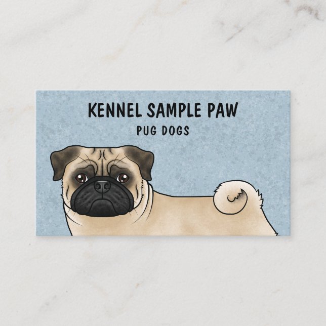 Tarjeta De Visita Fawn Pug Mops Cartog Perro Kennel Criador de Pug (Anverso)