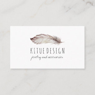 Tarjeta De Visita Feather Boho Girly Feminine