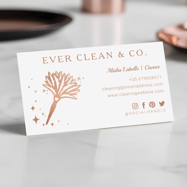 Tarjeta De Visita Feather Duster Maid profesional y limpieza de casa (Feather Duster Professional Maid & House Cleaning Business Card)