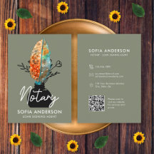 Feather Floral QR Code Notary Loan Siging Agent