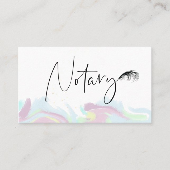 Tarjeta De Visita *~* Feather NOTARY Stamp PHOTO Pen Sigking Agent  (Anverso)