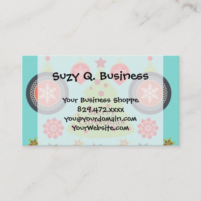 Tarjeta De Visita Felices copos de nieve del árbol de navidad del (Anverso)