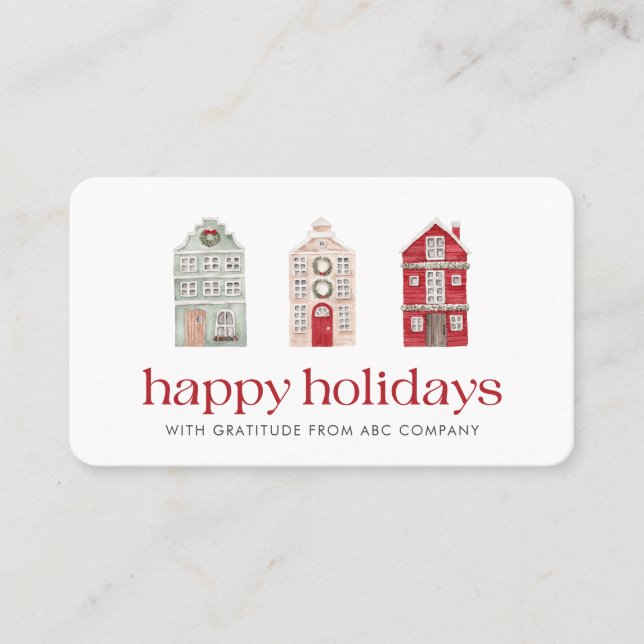 Tarjeta De Visita Felices Fiestas Corporativas Gracias Red (Anverso)