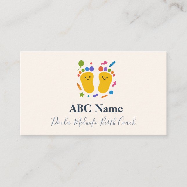 Tarjeta De Visita Felices Pasos Coloful Doula y Encargado de Nacimie (Anverso)