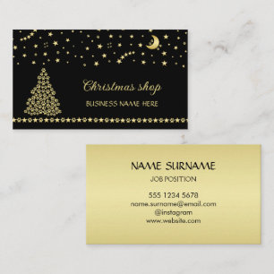 Tarjeta De Visita Felices Pawlidays, árbol de navidad Gold brillante
