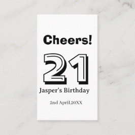 Tarjeta De Visita Felicidades 21 cumpleaños letra negrita nombre chi