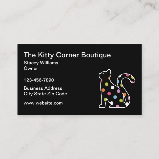 Tarjeta De Visita Feline Kitty Cat Boutique Business Cards (Anverso)