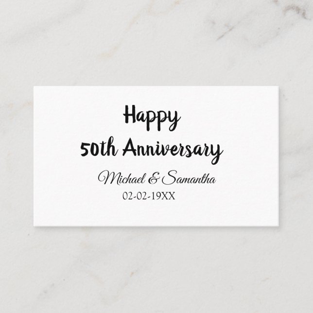 Tarjeta De Visita Feliz 50° aniversario agregar pareja fecha de matr (Anverso)