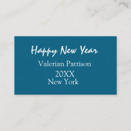 Tarjeta De Visita Feliz año nuevo azul nombre lugar año boho simple 
