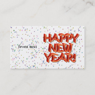 Tarjeta De Visita Feliz Año Nuevo Glassy Red Text
